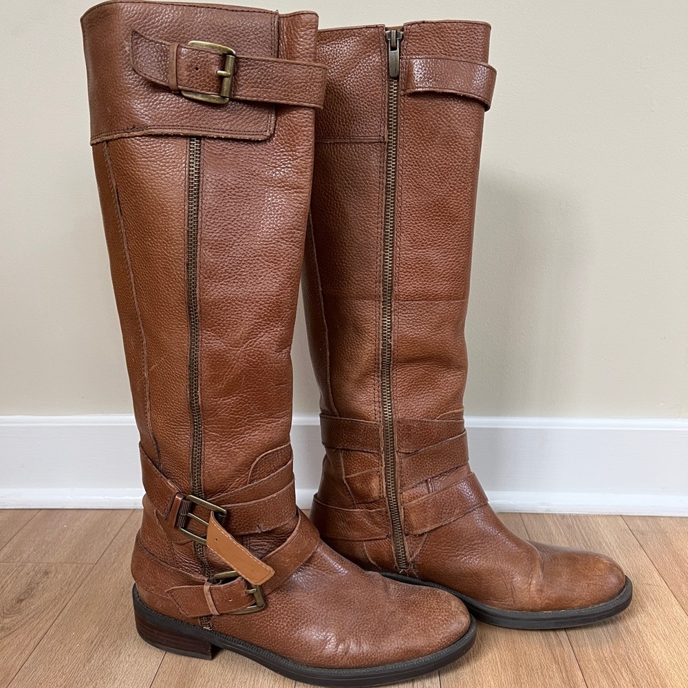 Enzo Angiolini Saylem Tall Leather Riding Boots in Brown